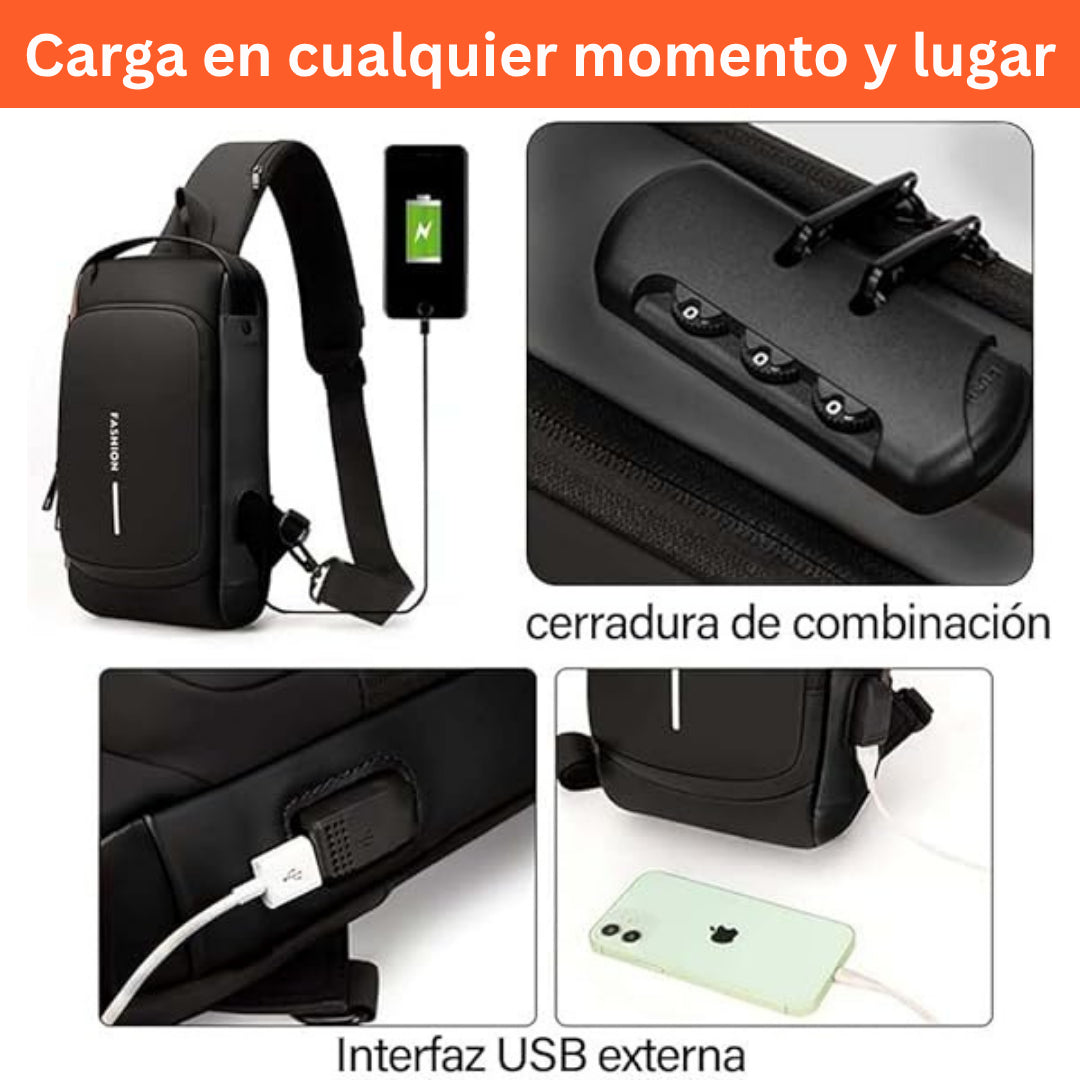 Mochila Crossbody Antirrobo con USB – Seguridad y Estilo en un Solo Diseño