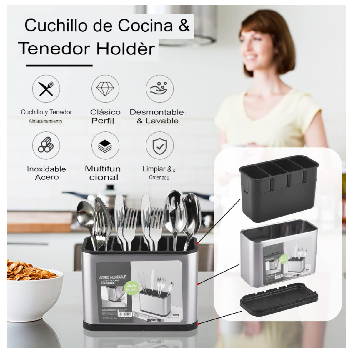 Organizador De Cubiertos 4 Espacios