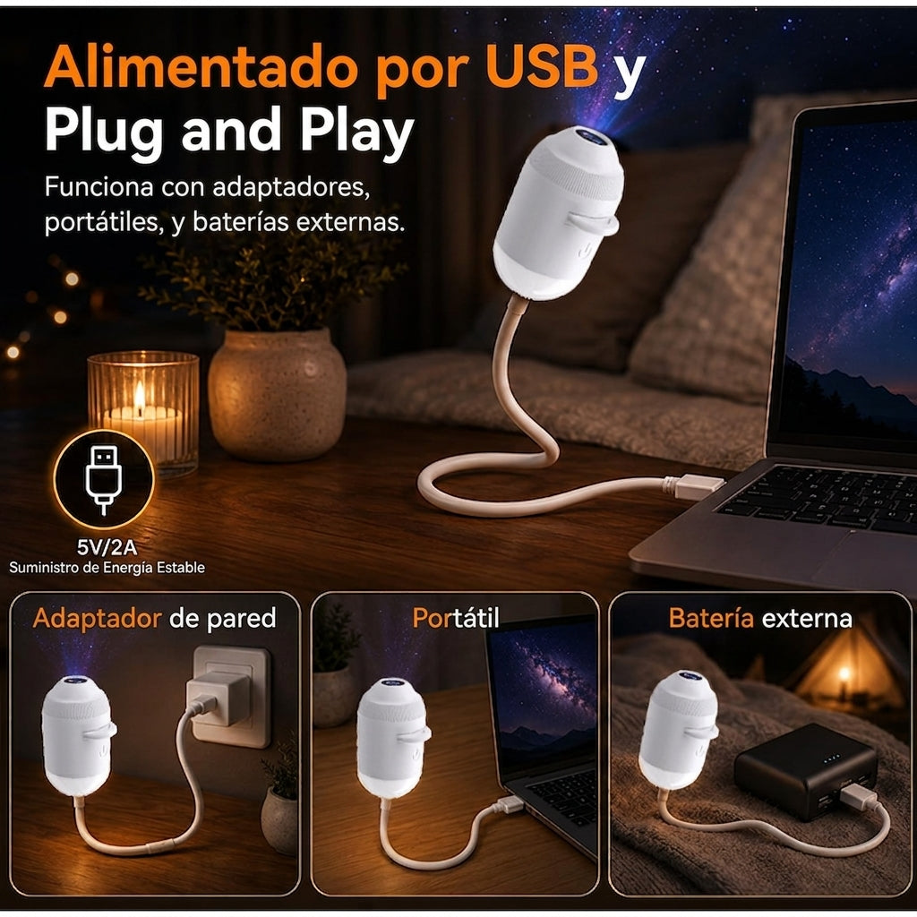 M - Mini proyector de estrellas USB 2 en