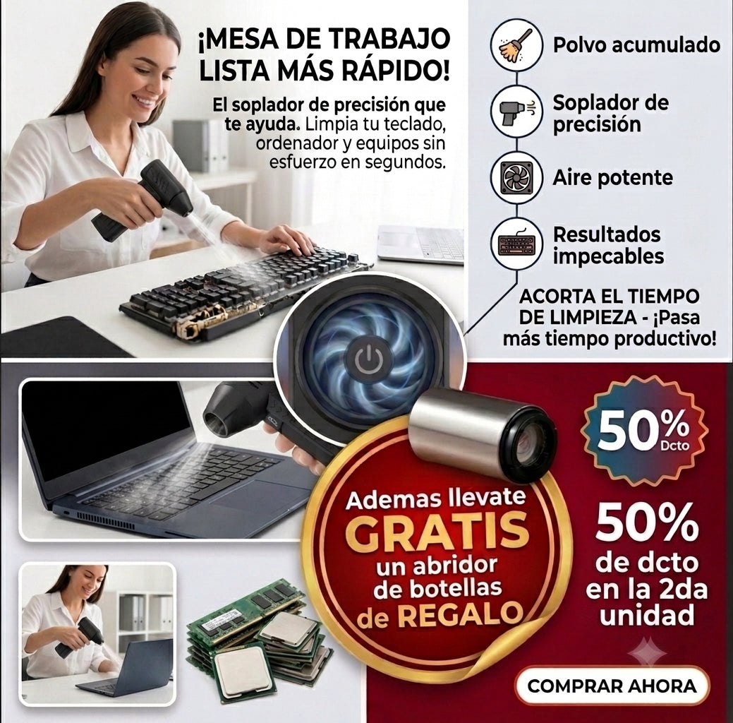 Soplador Turbo Jet — Limpieza Profunda en Segundos + Abridor de Botellas de Regalo