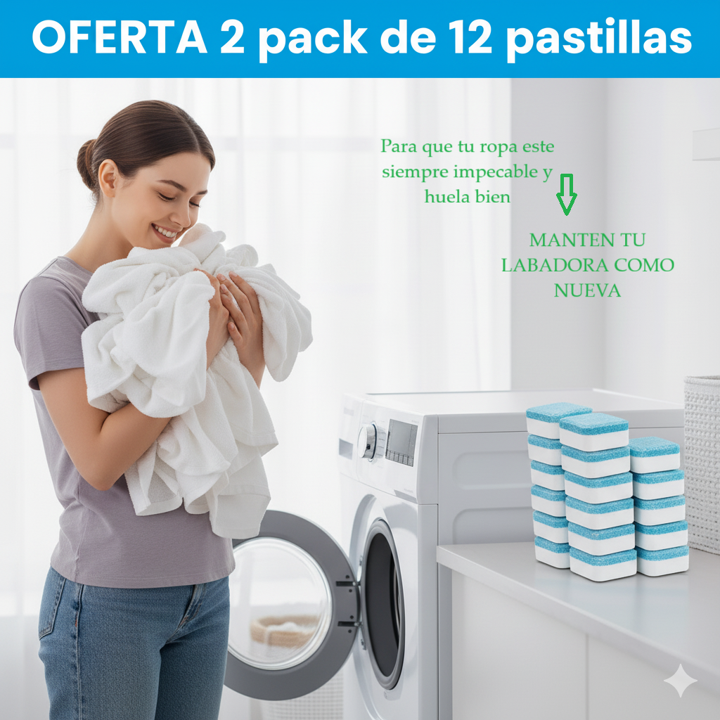 Tabletas Efervescentes para Lavadoras (Pack x2 cajas de 12 uds c/u)