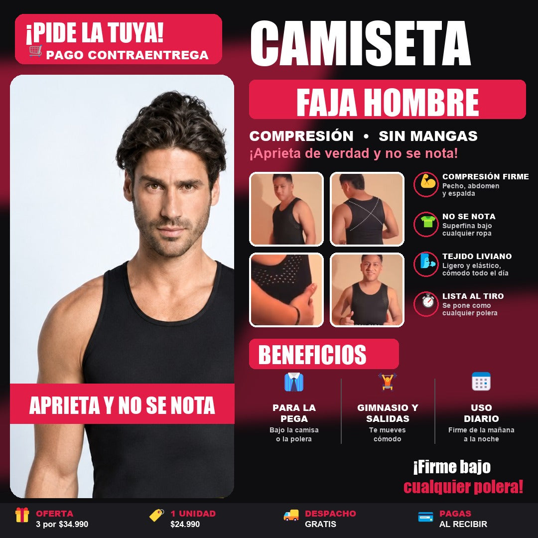 Camiseta Faja Hombre - Aprieta y no se nota