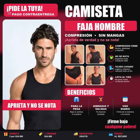 Camiseta Faja Hombre - Aprieta y no se nota