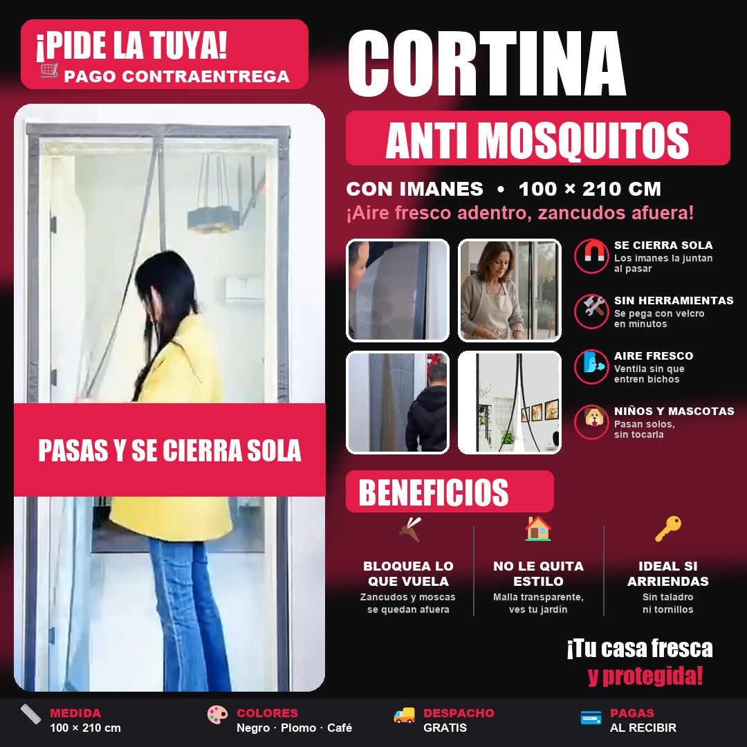 Cortina magnética anti mosquitos 100x210