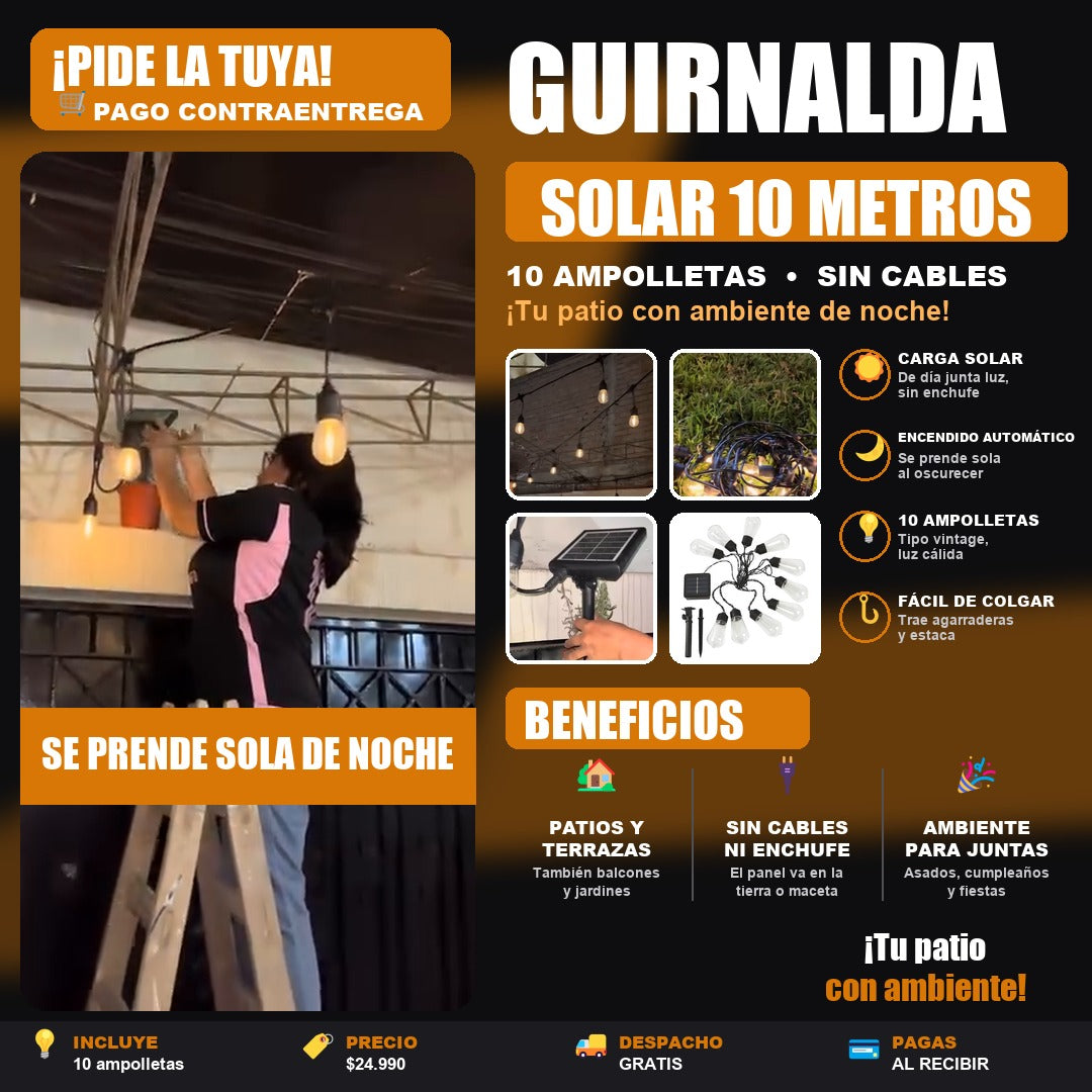 Guirnalda Solar 10M 10 Ampolletas dg